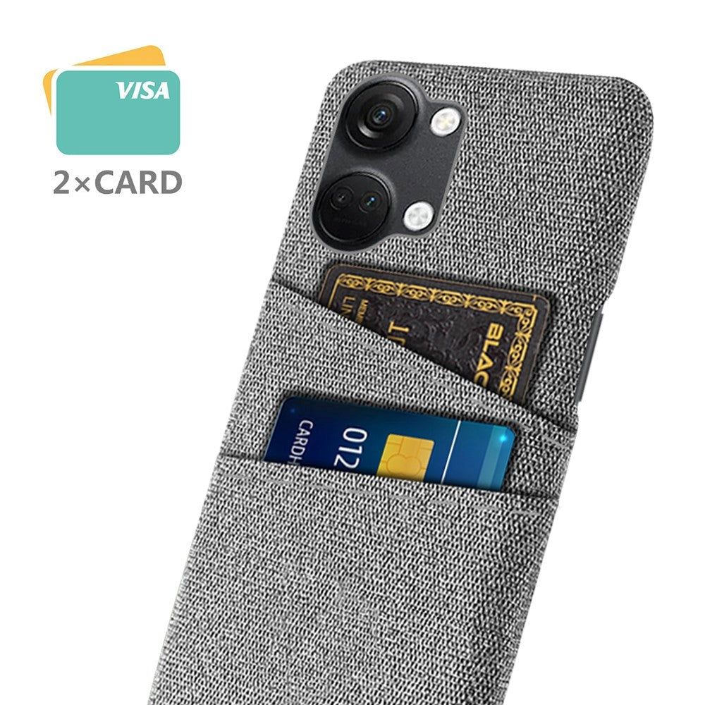 OnePlus Nord 3 (5G) Fabric Covered Plastic Case with Card Holder - Light Grey