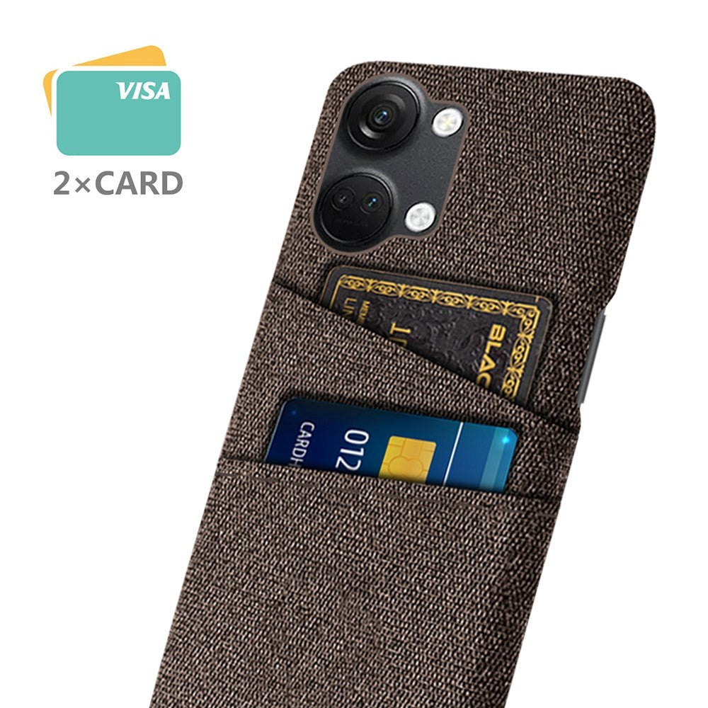 OnePlus Nord 3 (5G) Fabric Covered Plastic Case with Card Holder - Brown