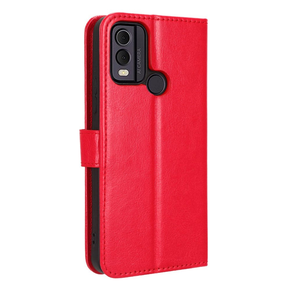 Nokia C22 Leather Flip Case with Wallet and Strap - Red