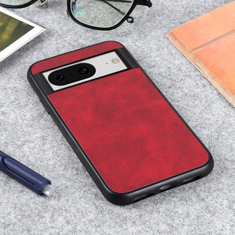 Google Pixel 8 Leather Covered Plastic Case - Red