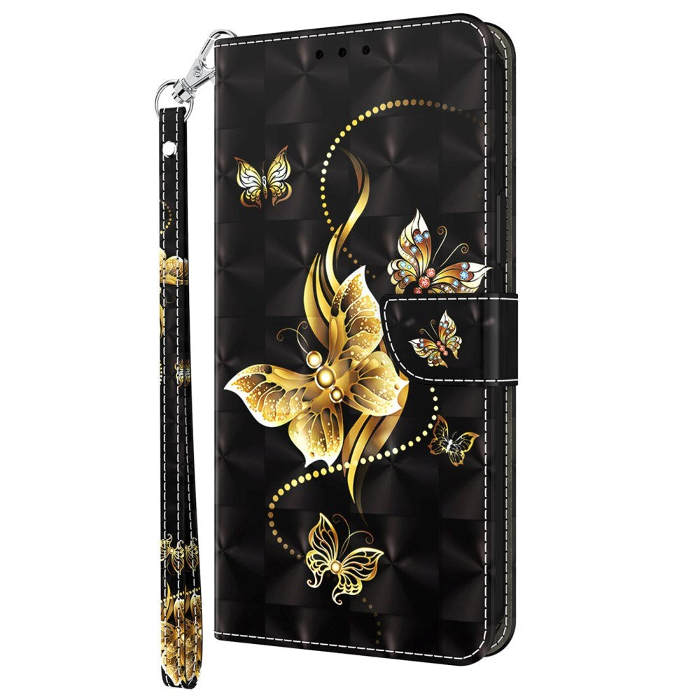 Honor Magic5 Lite Light Spot Leather Case - Black w. Gold Butterfly