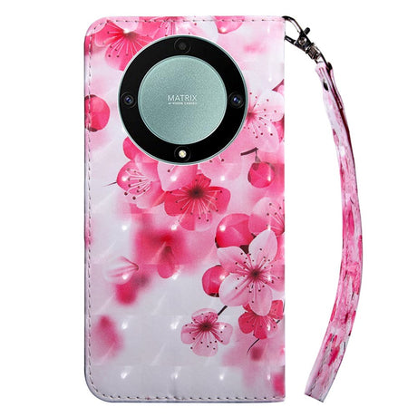 Honor Magic5 Lite Light Spot Leather Case - Pink Flowers