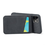 iPhone 11 Leather Covered Plastic Case w. Card Holders and Stand Function - Black