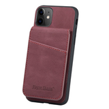 iPhone 11 Leather Covered Plastic Case w. Card Holders and Stand Function - Red