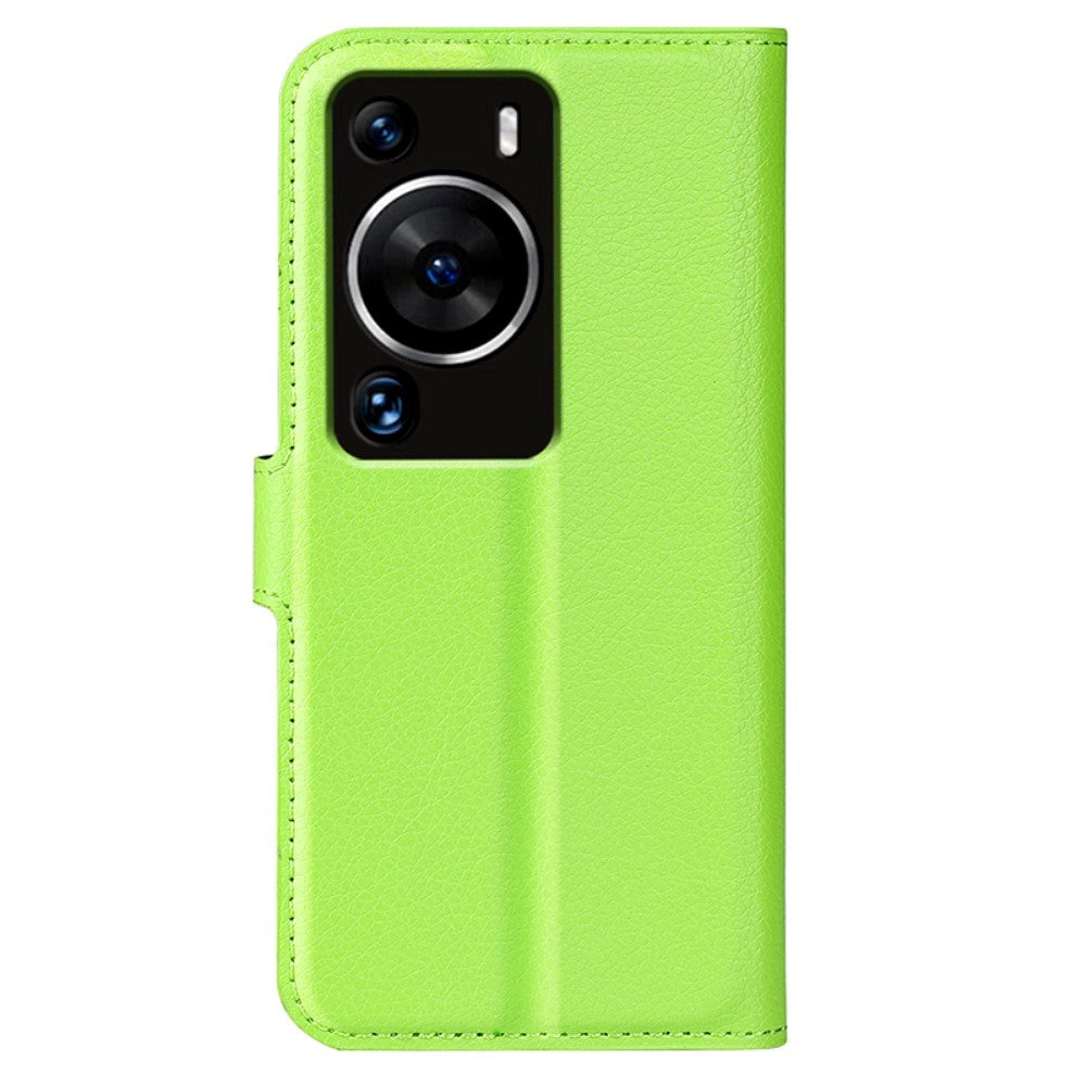 Huawei P60 Pro Litchi Leather Case w. Wallet - Green