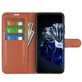 Huawei P60 Pro Litchi Leather Case w. Wallet - Brown