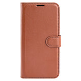 Huawei P60 Pro Litchi Leather Case w. Wallet - Brown