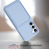 Samsung Galaxy S23 Hybrid Drop Proff Case w. Card Holder & Built-in Mirror - Blue