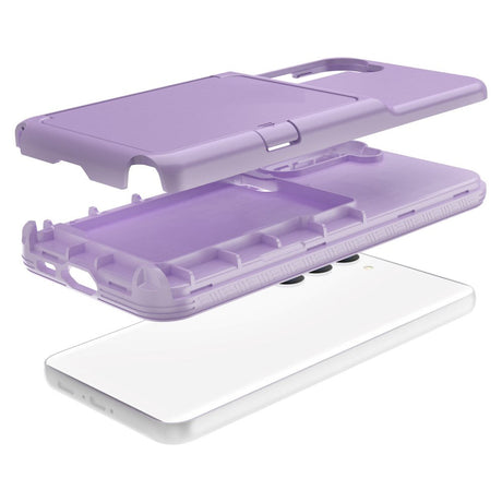 Samsung Galaxy S23 Hybrid Drop Proff Case w. Card Holder & Built-in Mirror - Purple