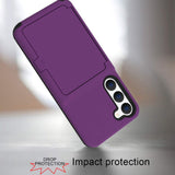 Samsung Galaxy S23 Hybrid Drop Proff Case w. Card Holder & Built-in Mirror - Dark Purple