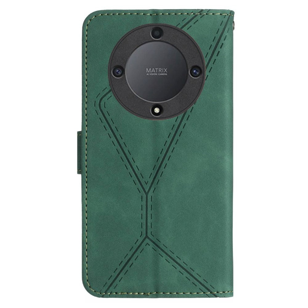 Honor Magic5 Lite Leather Case with Wallet and Strap - Green