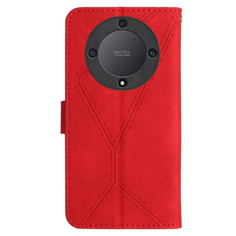 Honor Magic5 Lite Leather Case with Wallet and Strap - Red