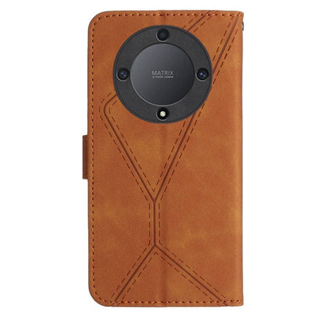 Honor Magic5 Lite Leather Case with Wallet and Strap - Brown