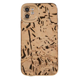 iPhone 12 Shiny Flexible Plastic Back Case - Wavy Design - Gold