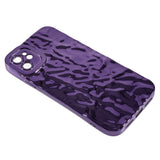 iPhone 12 Shiny Flexible Plastic Back Case - Wavy Design - Purple