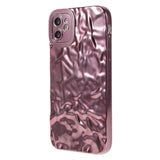 iPhone 12 Shiny Flexible Plastic Back Case - Wavy Design - Rose Gold