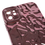 iPhone 12 Shiny Flexible Plastic Back Case - Wavy Design - Rose Gold