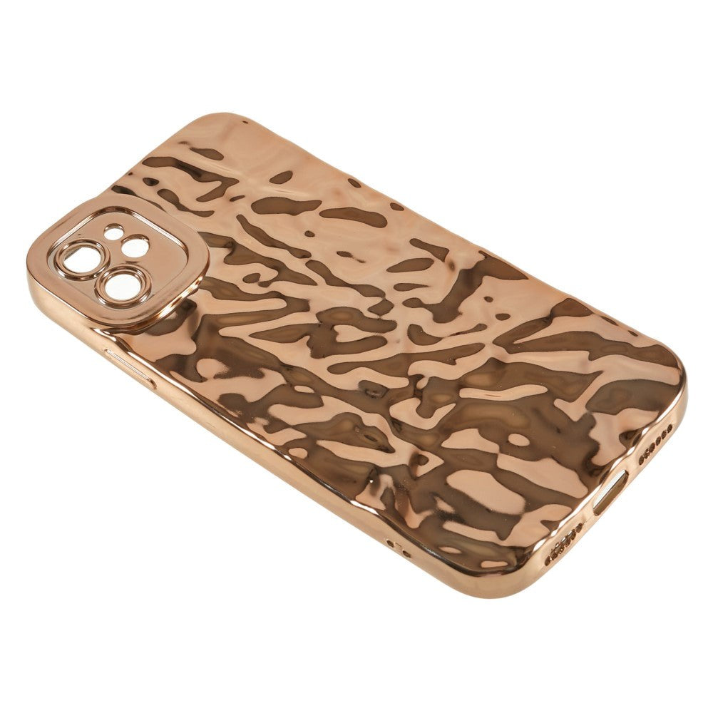 iPhone 11 Shiny Flexible Plastic Back Case - Wavy Design - Gold