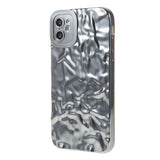 iPhone 11 Shiny Flexible Plastic Back Case - Wavy Design - Silver