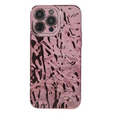 iPhone 14 Pro Shiny Flexible Plastic Back Case - Wavy Design - Rose Gold