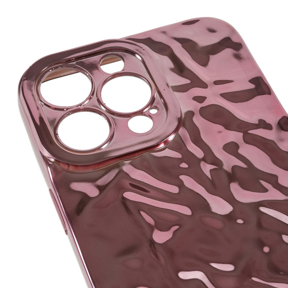 iPhone 13 Pro Shiny Flexible Plastic Back Case - Wavy Design - Rose Gold