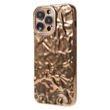 iPhone 13 Pro Shiny Flexible Plastic Back Case - Wavy Design - Gold