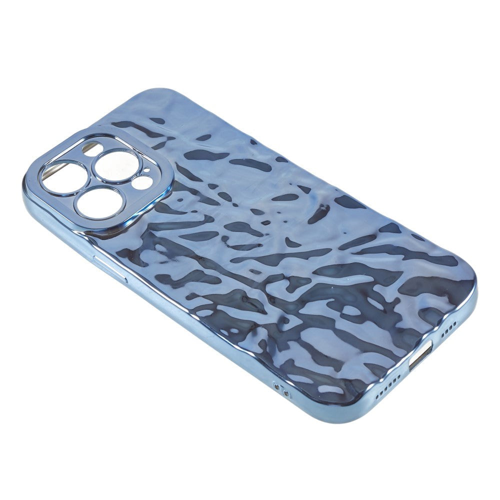 iPhone 13 Pro Shiny Flexible Plastic Back Case - Wavy Design - Blue