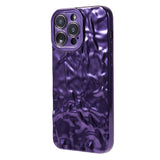 iPhone 13 Pro Shiny Flexible Plastic Back Case - Wavy Design - Purple