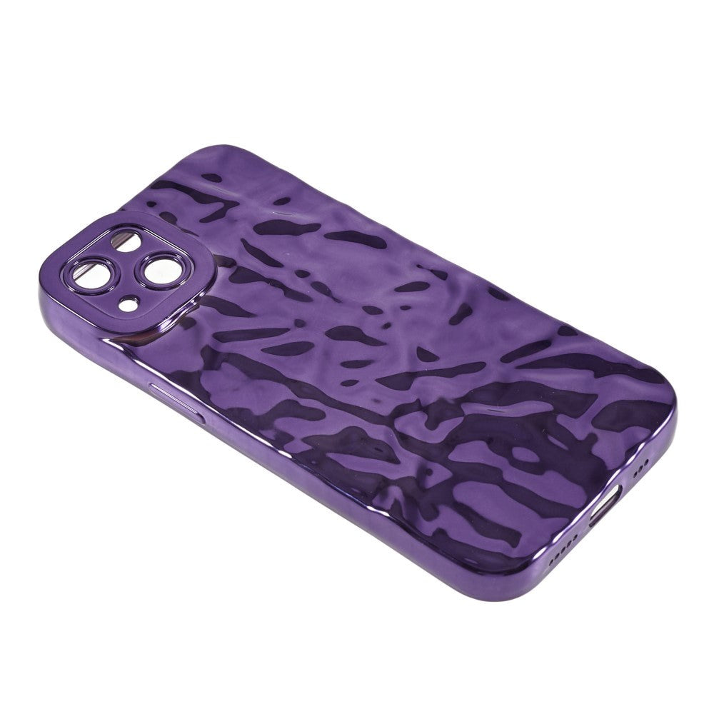 iPhone 13 Shiny Flexible Plastic Back Case - Wavy Design - Purple