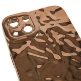 iPhone 13 Shiny Flexible Plastic Back Case - Wavy Design - Gold