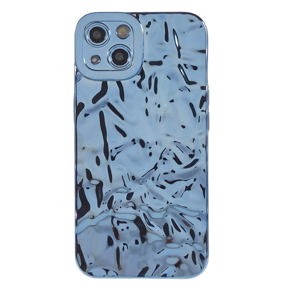 iPhone 13 Shiny Flexible Plastic Back Case - Wavy Design - Blue