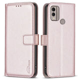 Nokia C22 Leather Flip Case with Wallet and Stand Function - Rose Gold