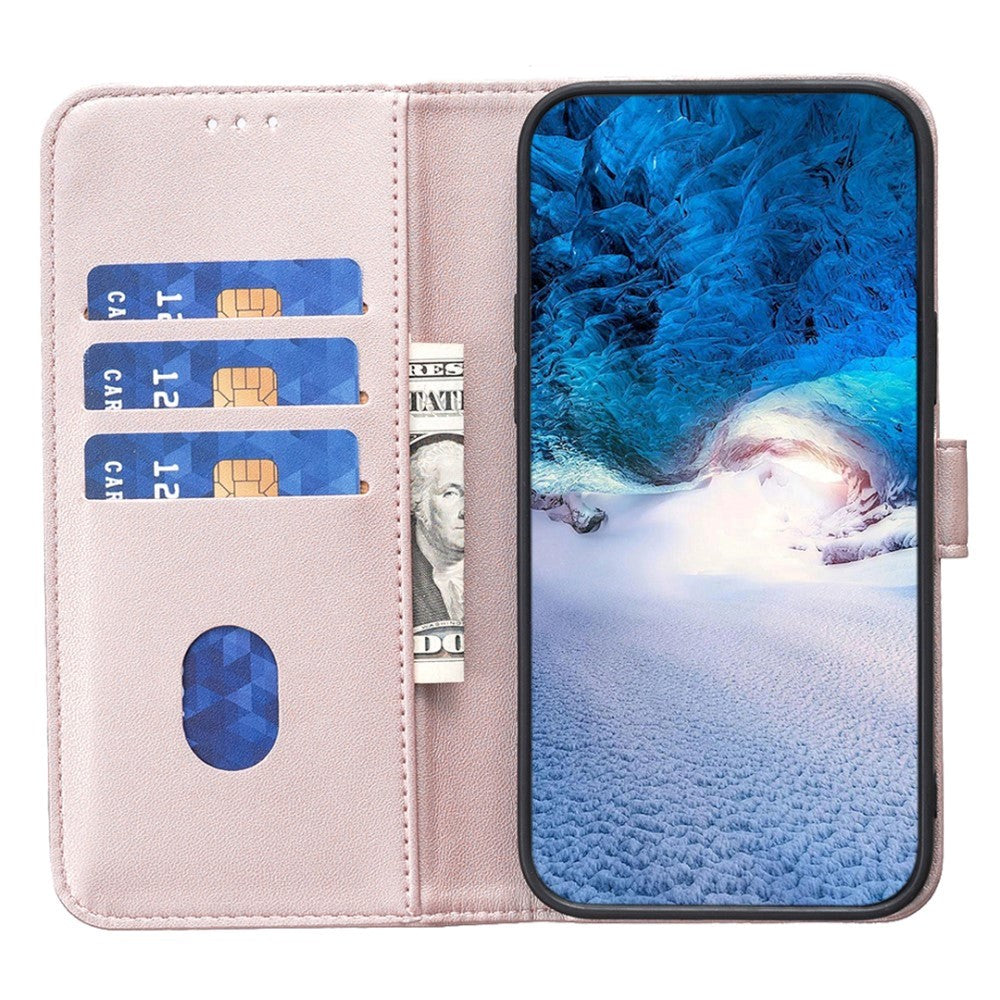 Nokia C22 Leather Flip Case with Wallet and Stand Function - Rose Gold