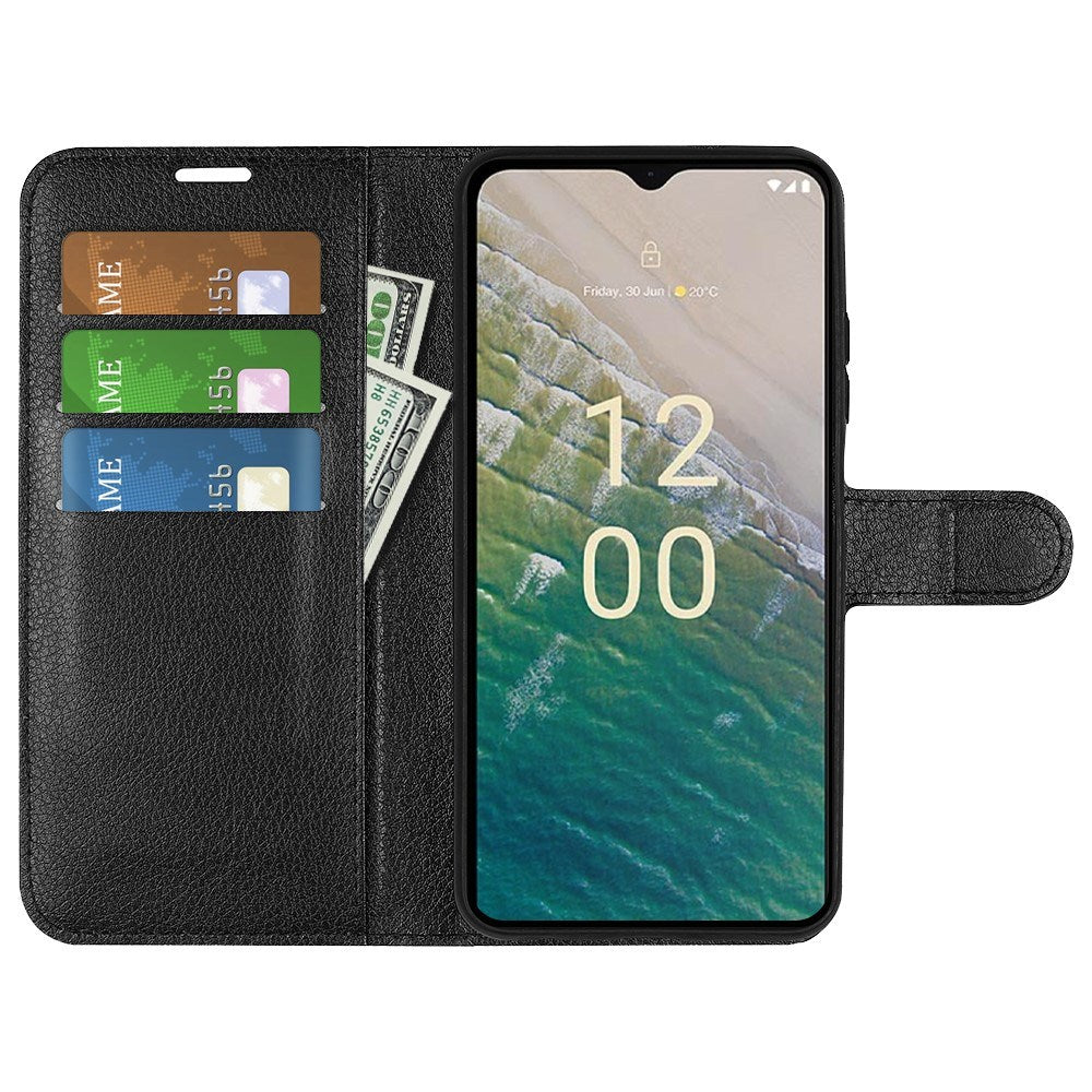 EIDERWOOD Nokia C32 Faux Leather Flip Case with Cardholder & Stand Function - Black