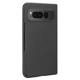 Google Pixel Fold Leather Covered Plastic Case - Black Carbon