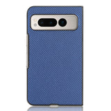 Google Pixel Fold Leather Covered Plastic Case - Blue Carbon