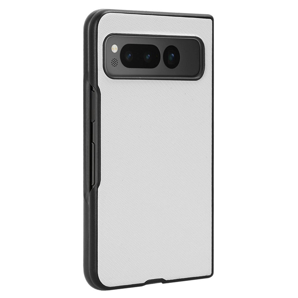 Google Pixel Fold Leather Covered Plastic Case - White Carbon