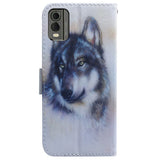 Nokia C32 Leather Wallet Case w. Print - Wolf