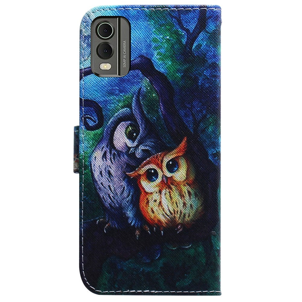 Nokia C32 Leather Wallet Case w. Print - To Owls