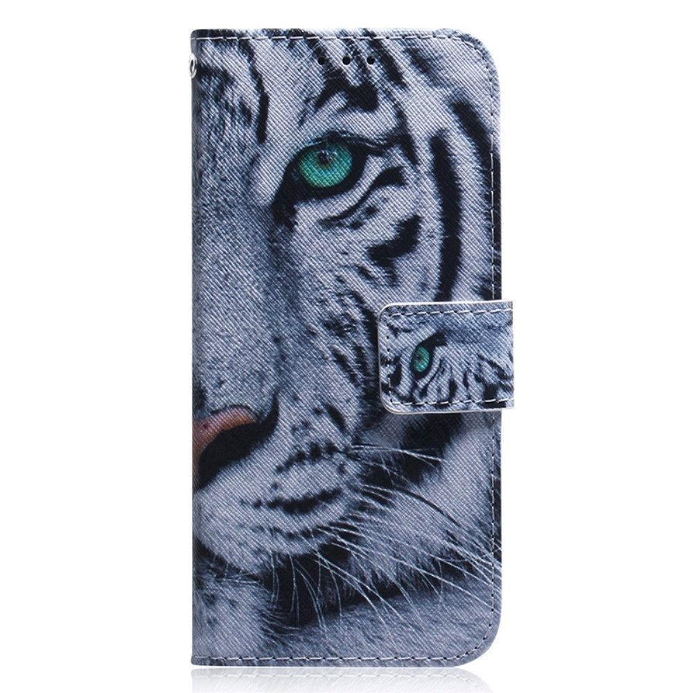 Nokia C32 Leather Wallet Case w. Print - Tiger