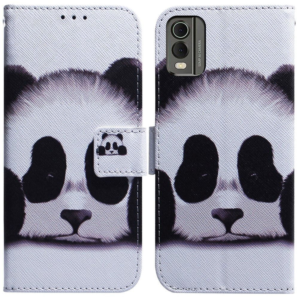 Nokia C32 Leather Wallet Case w. Print - Panda