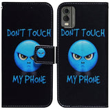 Nokia C32 Leather Wallet Case w. Print - "Don't Touch My Phone"