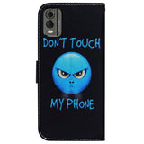 Nokia C32 Leather Wallet Case w. Print - "Don't Touch My Phone"