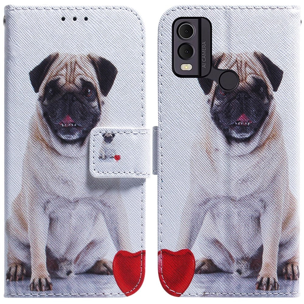 Nokia C22 Leather Wallet Case w. Print - Dog