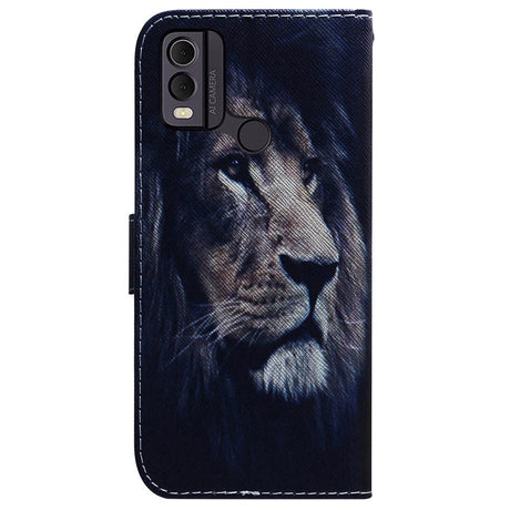 Nokia C22 Leather Wallet Case w. Print - Lion