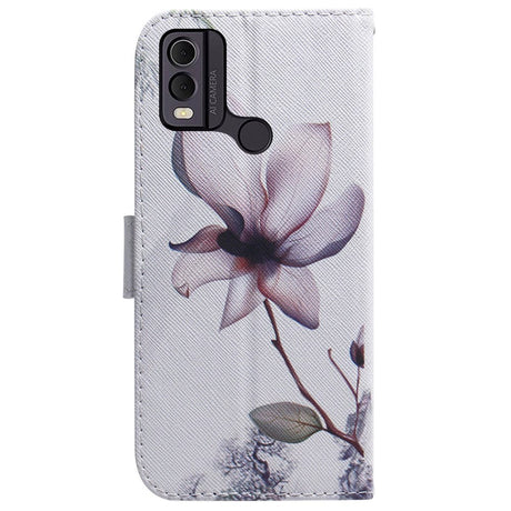 Nokia C22 Leather Wallet Case w. Print - Flower