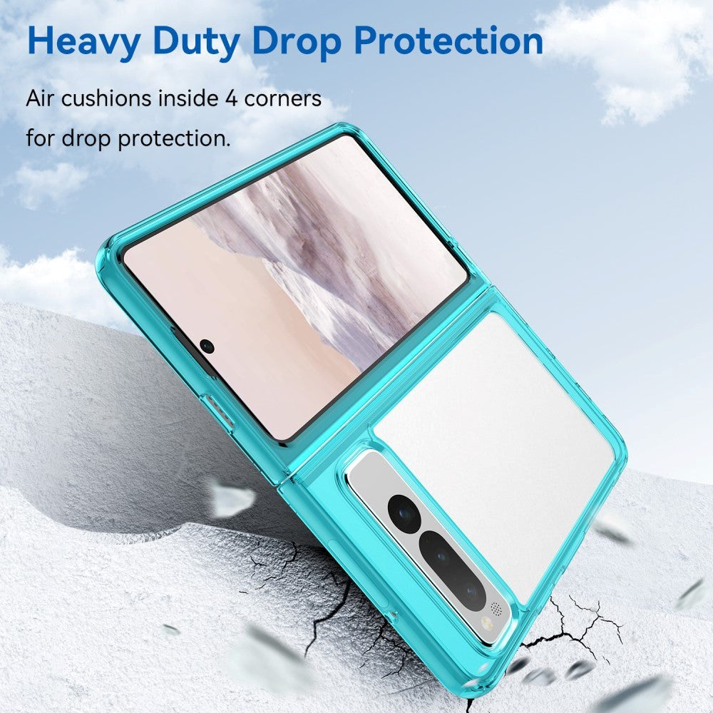 Google Pixel Fold Hybrid Plastic Case - Transparent / Turquoise