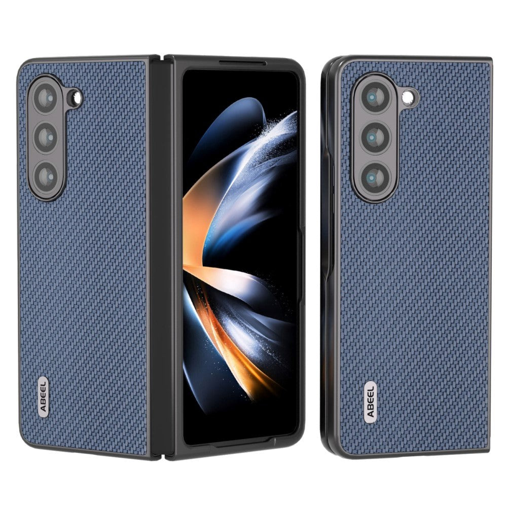 Samsung Galaxy Z Fold5 (5G) Leather Covered Plastic Case - Blue Carbon