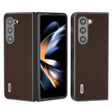 Samsung Galaxy Z Fold5 (5G) Leather Covered Plastic Case - Brown Carbon