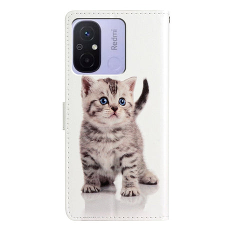 Xiaomi Redmi 12C PU Leather Flip Case w. Wallet and Strap - Kitten